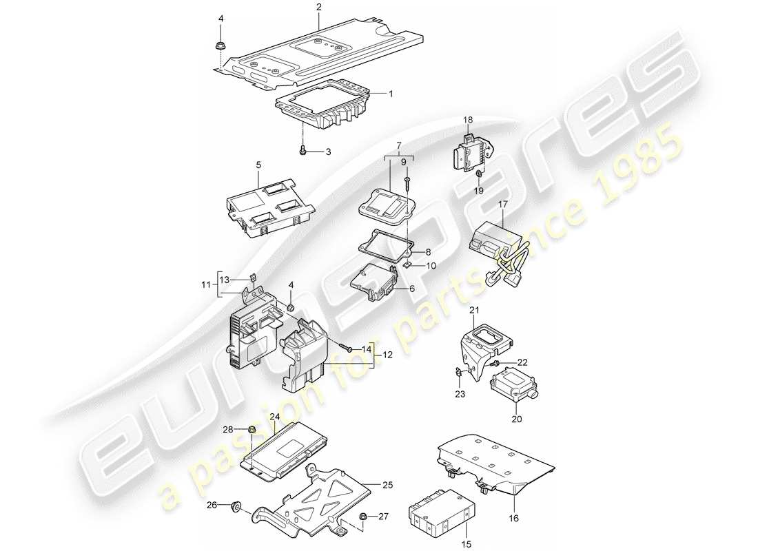 porsche 2010 (997-2 gt3) control units part diagram