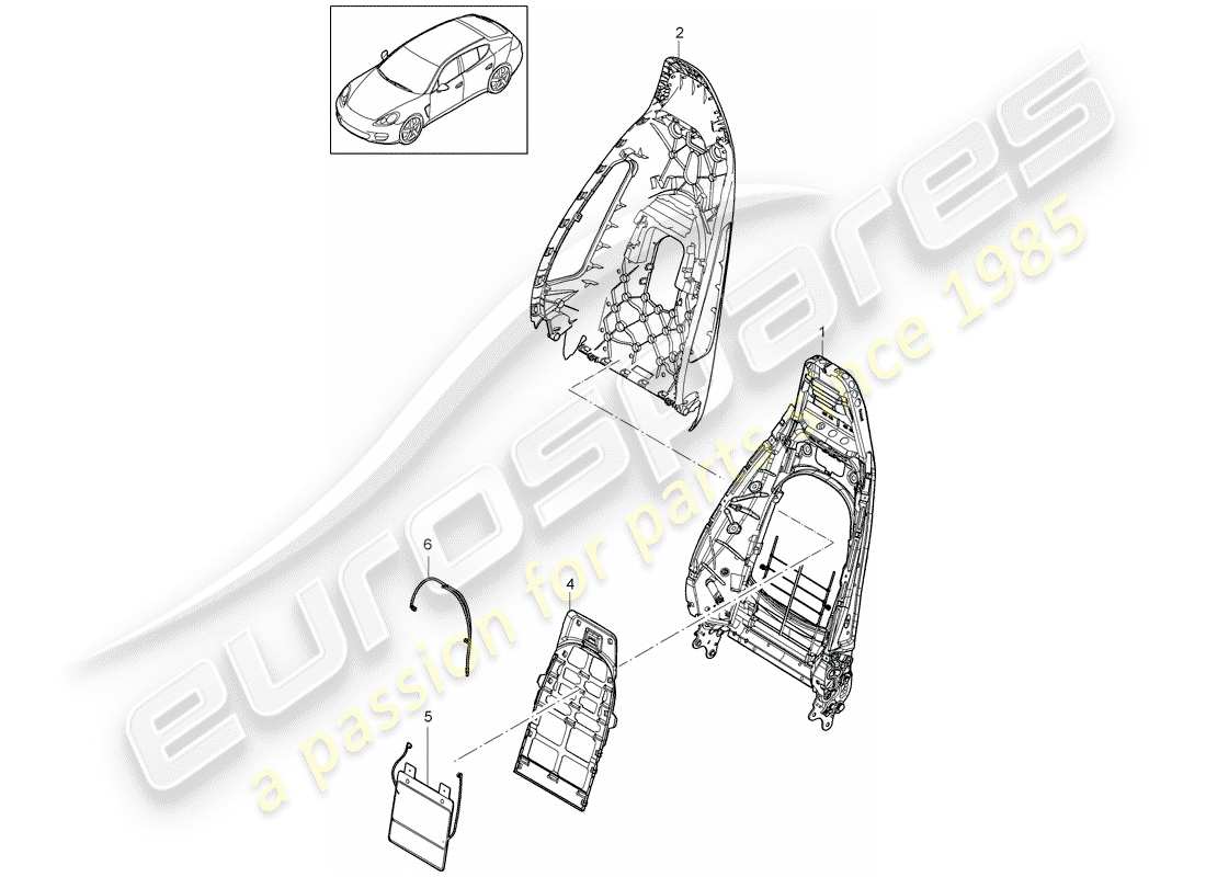 porsche 2012 (panamera 970) backrest shell part diagram