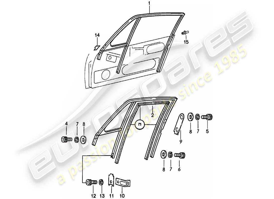 porsche 1979 (911) window frame parts diagram