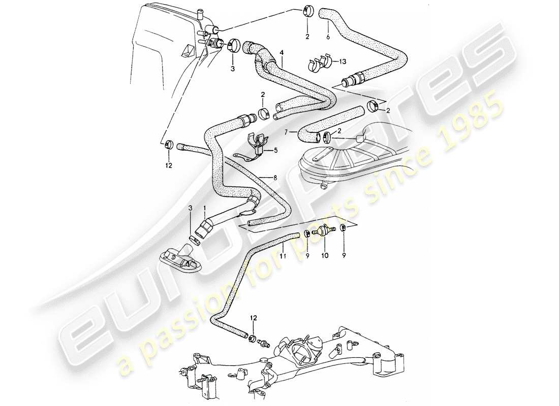 porsche 1990 (964) crankcase - bleeding part diagram