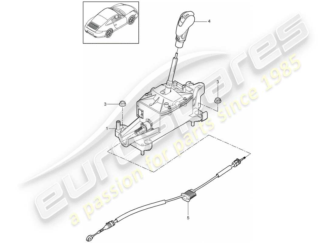 porsche 2010 (997-2) selector lever part diagram
