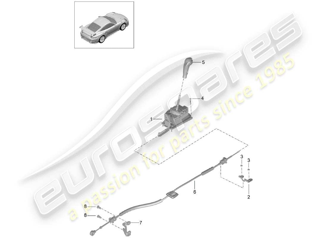 porsche 2014 (991-1 turbo) selector lever part diagram