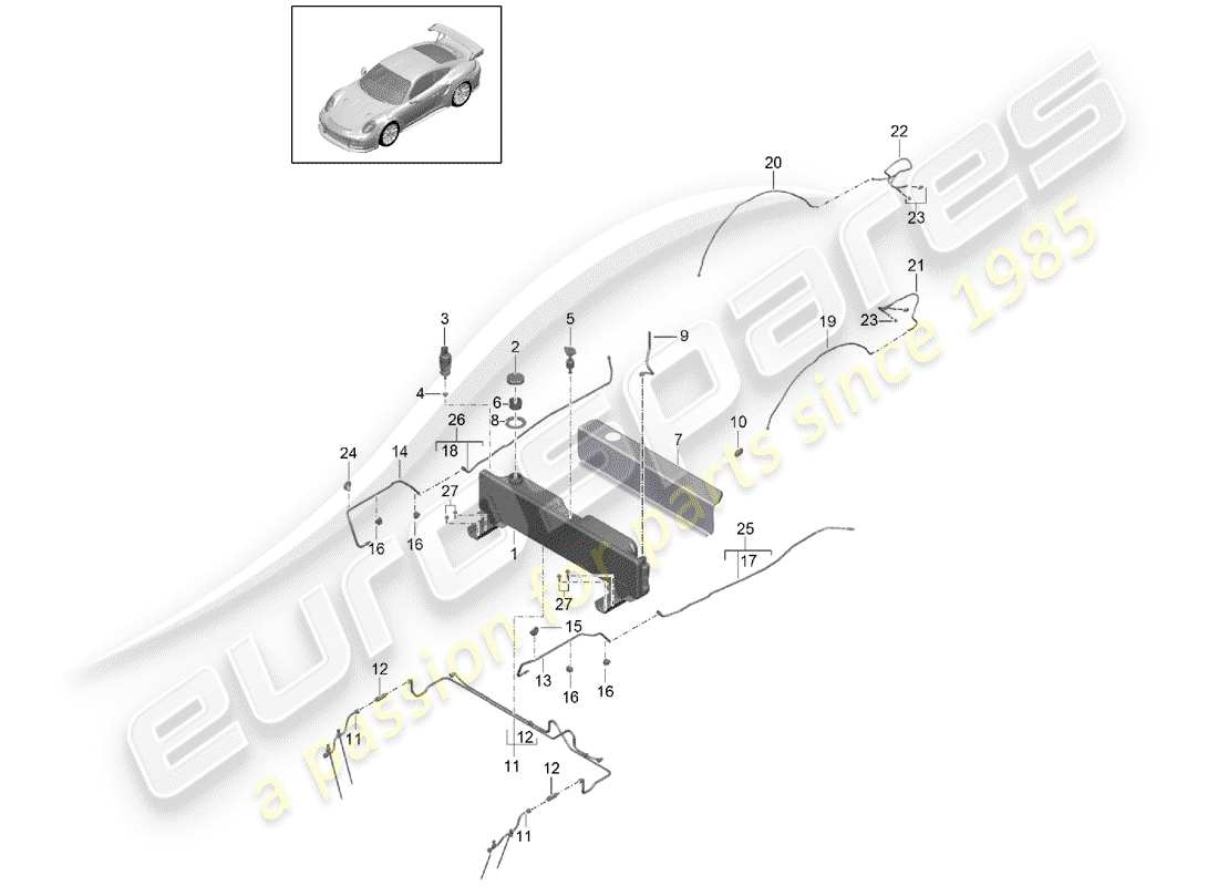 porsche 2014 (991-1 turbo) water reservoir for water part diagram