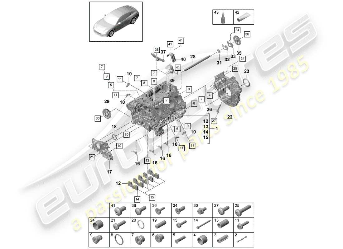 porsche 2017 (panamera 971-1) crankcase part diagram