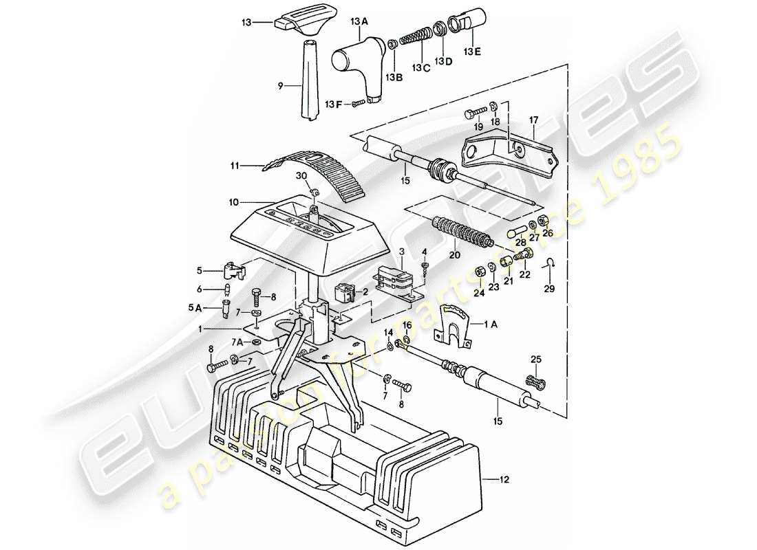 porsche 1985 (924) shift mechanism - automatic transmission part diagram