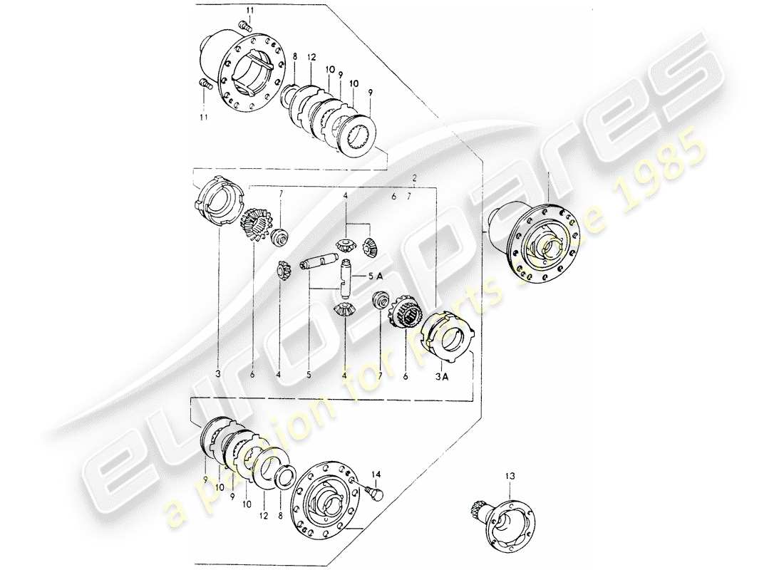 porsche 1990 (964) limited slip differential part diagram