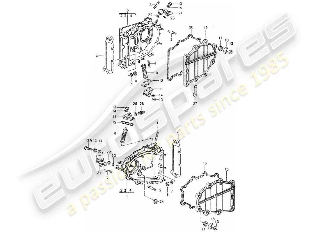 porsche 1990 (964) chain case - tensioner - chain part diagram