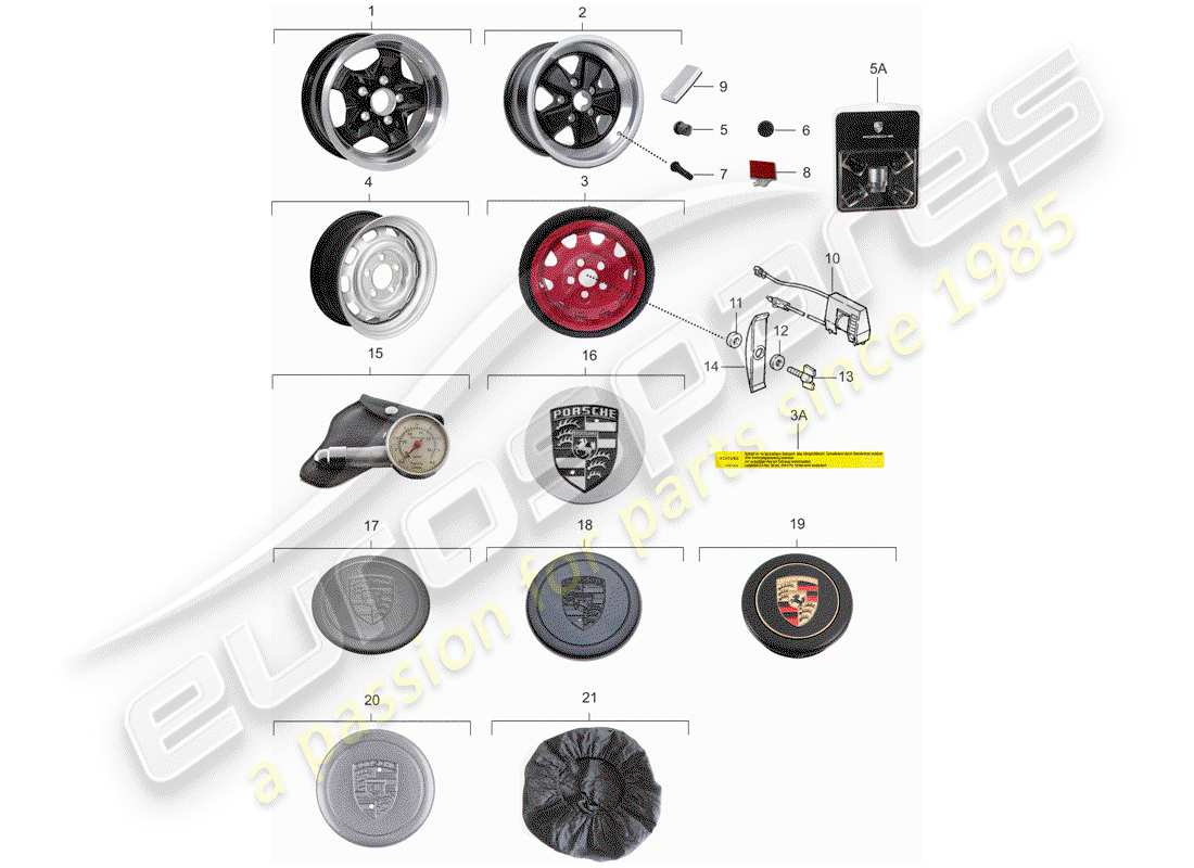 porsche 1979 (911) wheels parts diagram