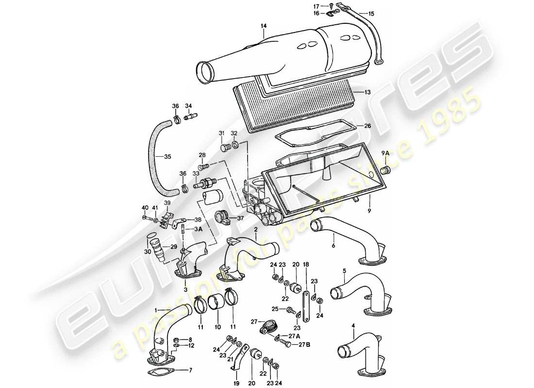 porsche 1979 (911) air cleaner parts diagram