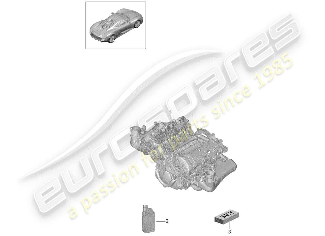 porsche 918 spyder (2015) replacement engine part diagram