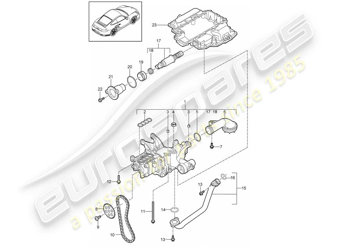 porsche 911 t/gt2rs (2011) oil pump parts diagram