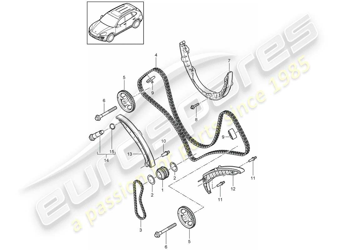 porsche 2012 (cayenne e2 92a) timing chain part diagram