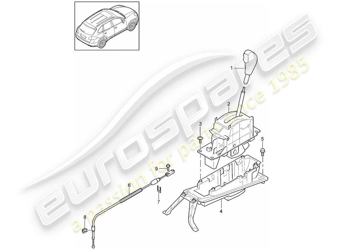 porsche 2012 (cayenne e2 92a) selector lever part diagram