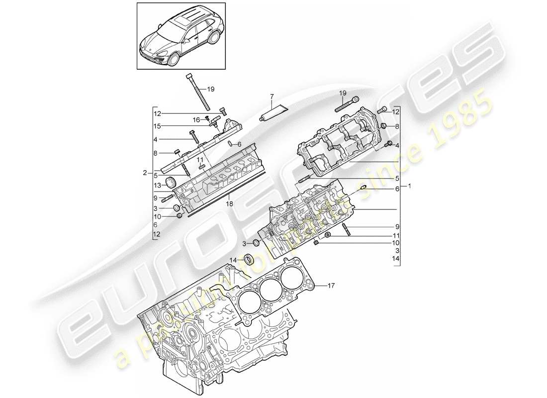porsche 2018 (cayenne e2 92a) cylinder head part diagram