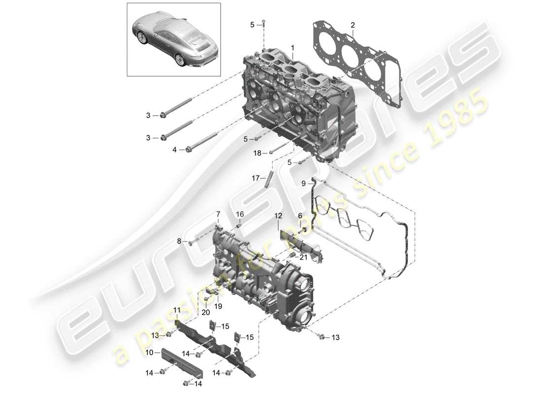 porsche 2017 (991-2) cylinder head part diagram