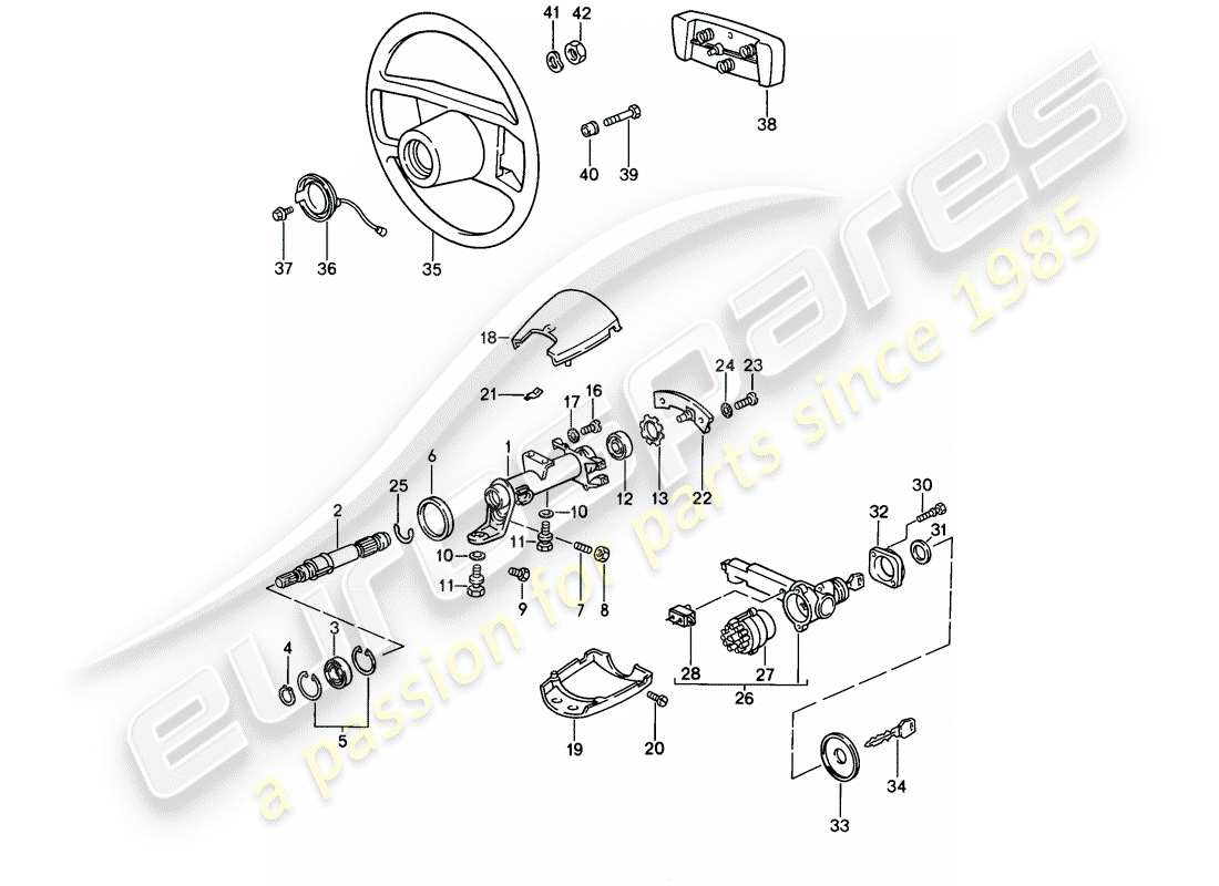 porsche 911 (1989) steering parts part diagram