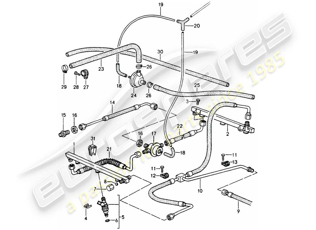 porsche 1990 (964) l-jetronic - lines part diagram