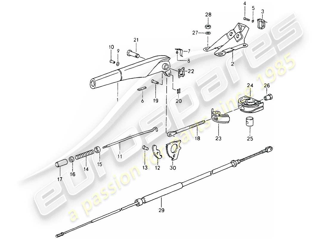 porsche 1990 (964) handbrake - actuator part diagram