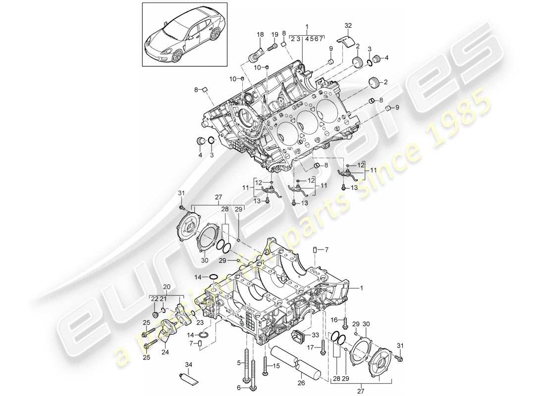porsche 2016 (panamera 970) crankcase part diagram