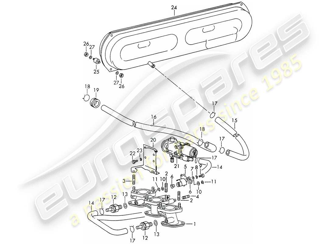porsche 1967 (911/912) vacuum system - for - clutch release - for - sportomatic part diagram