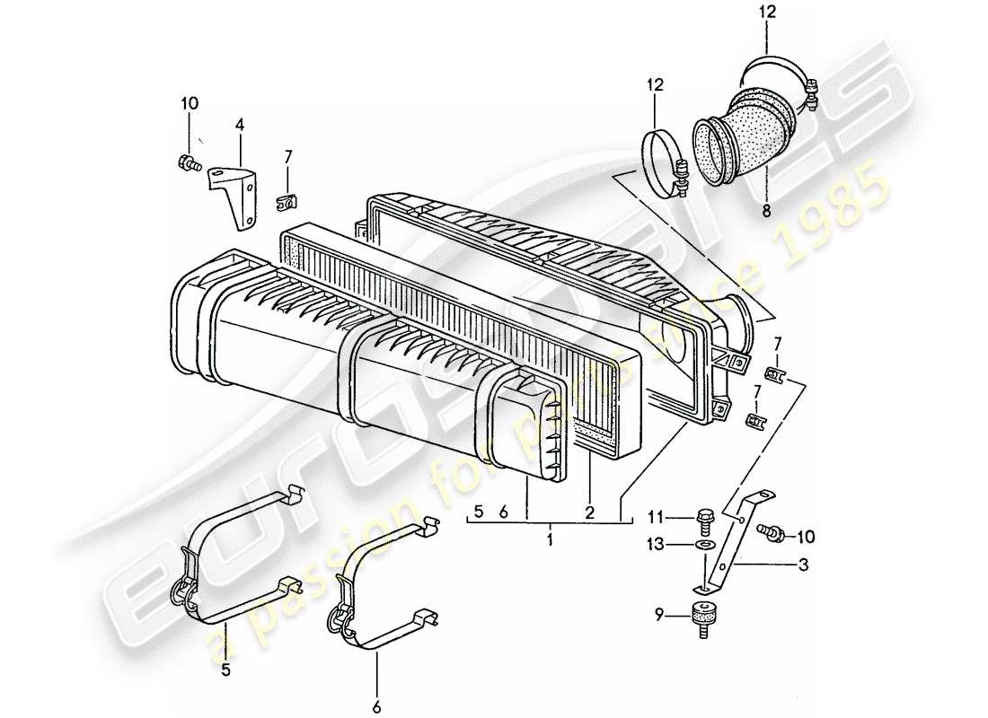 porsche 1991 (944) air cleaner system part diagram