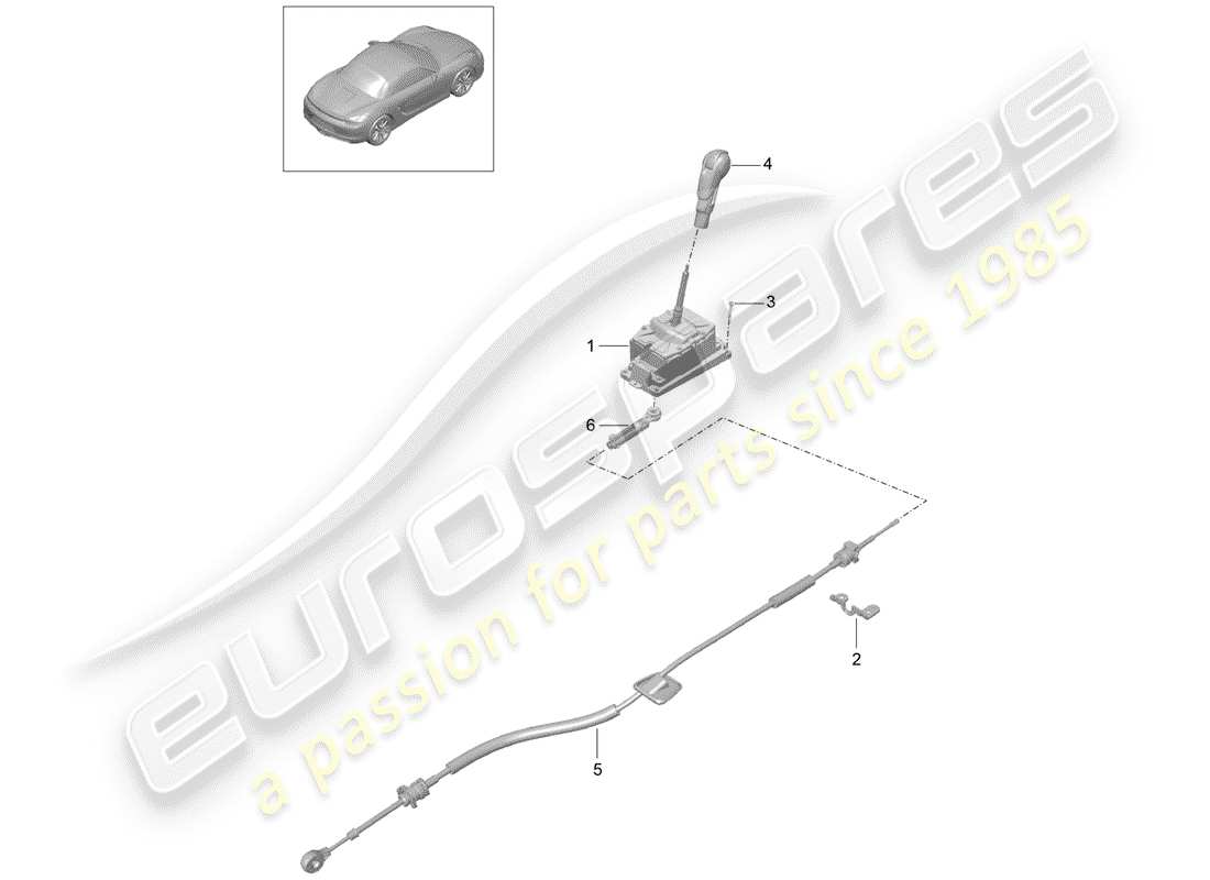 porsche 2012 (981 boxster) selector lever parts diagram