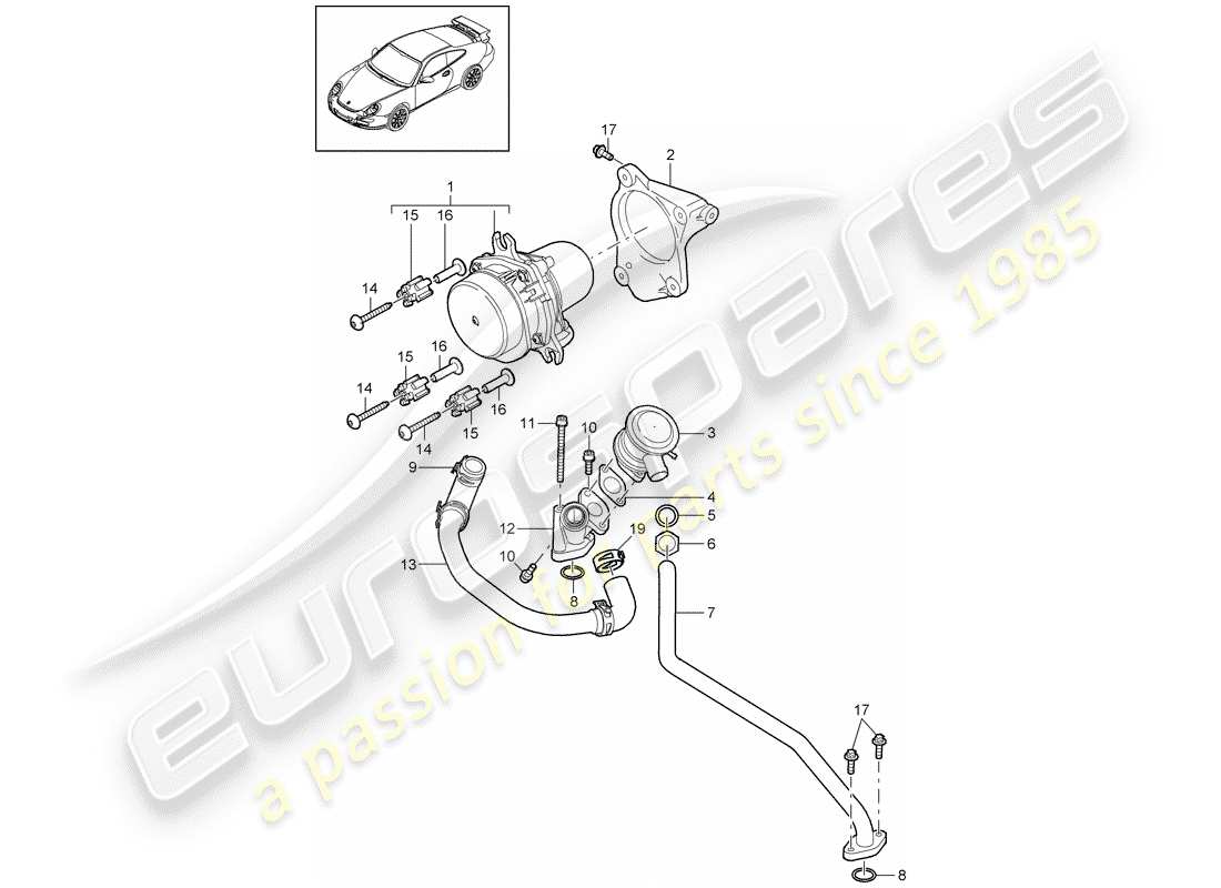 porsche 997 gt3 (2010) air injection part diagram