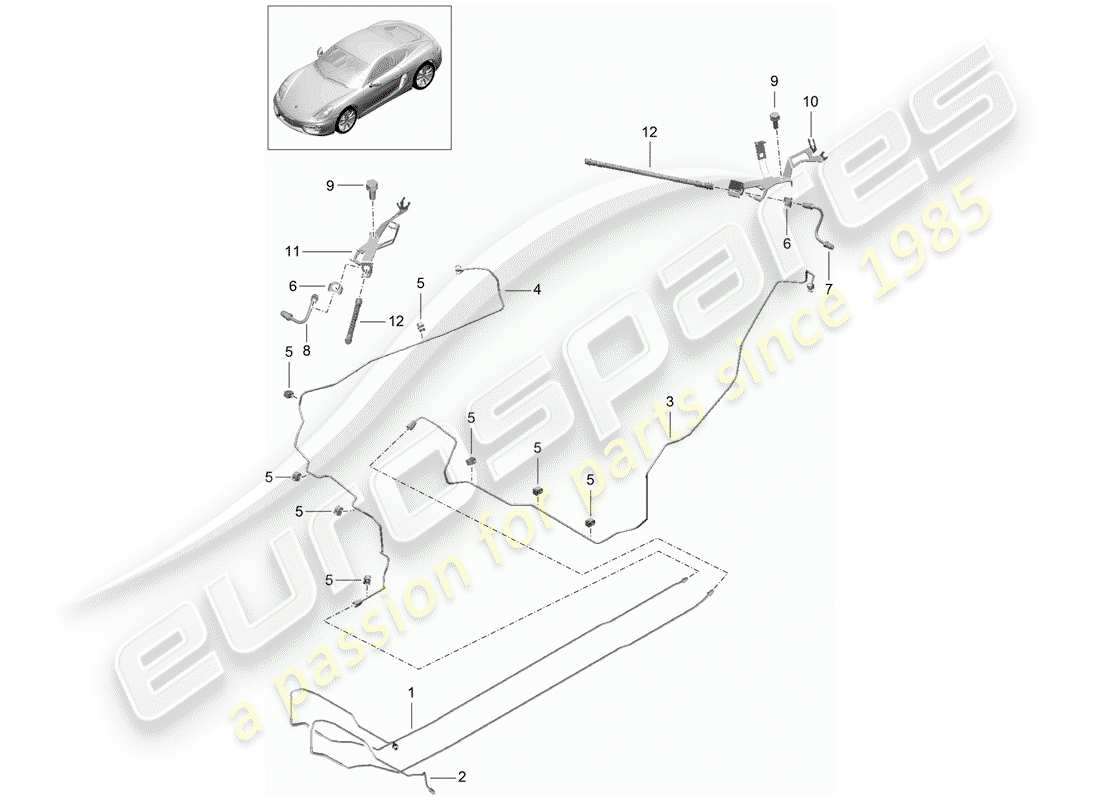 porsche cayman 981 (2014) brake lines part diagram
