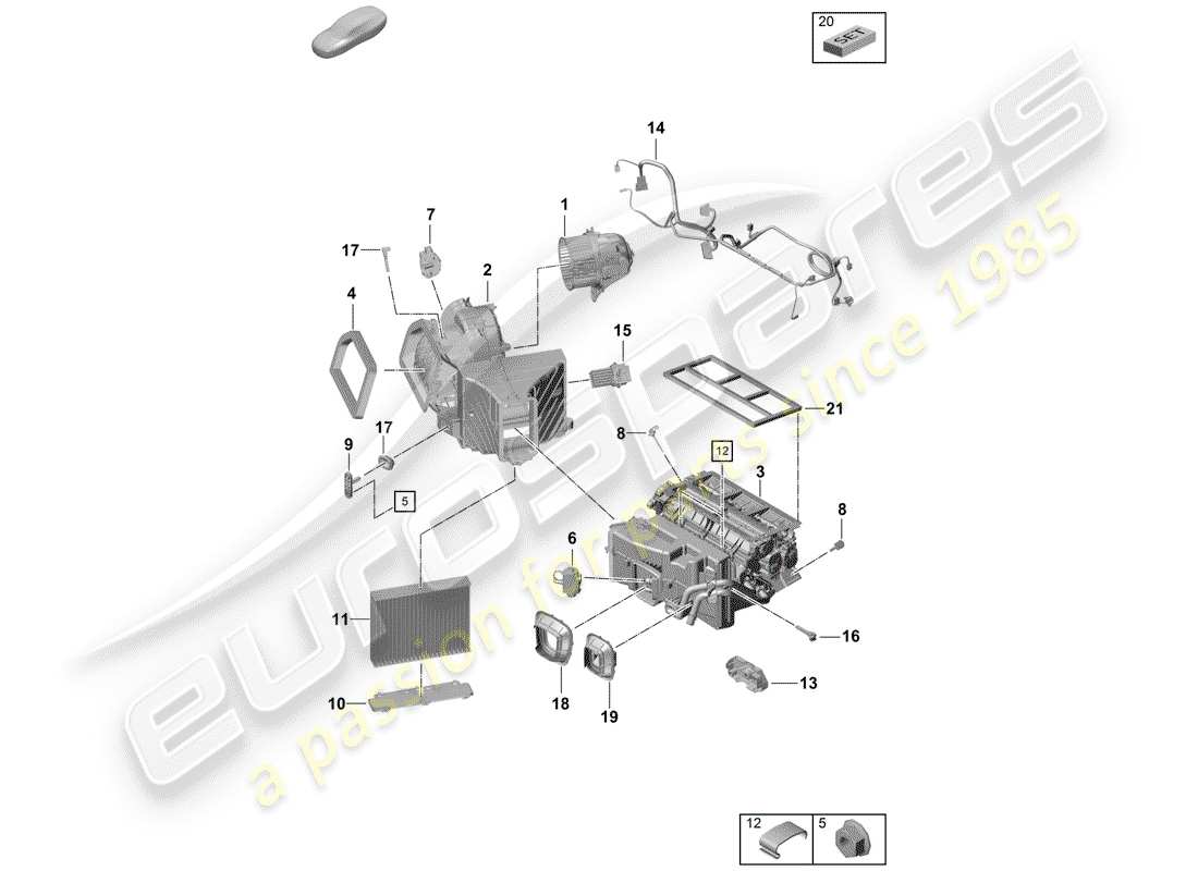 porsche 2020 (718 boxster spyder) air con. service device parts diagram