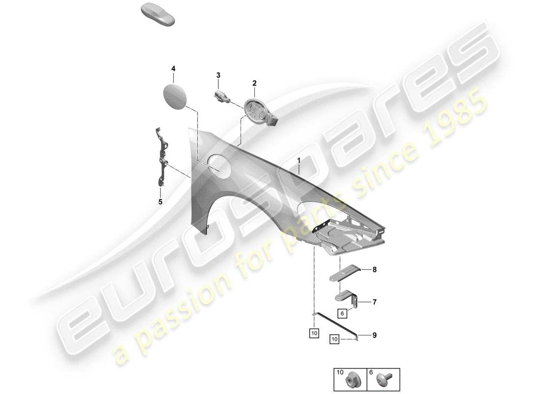porsche 2020 (718 boxster spyder) fender parts diagram