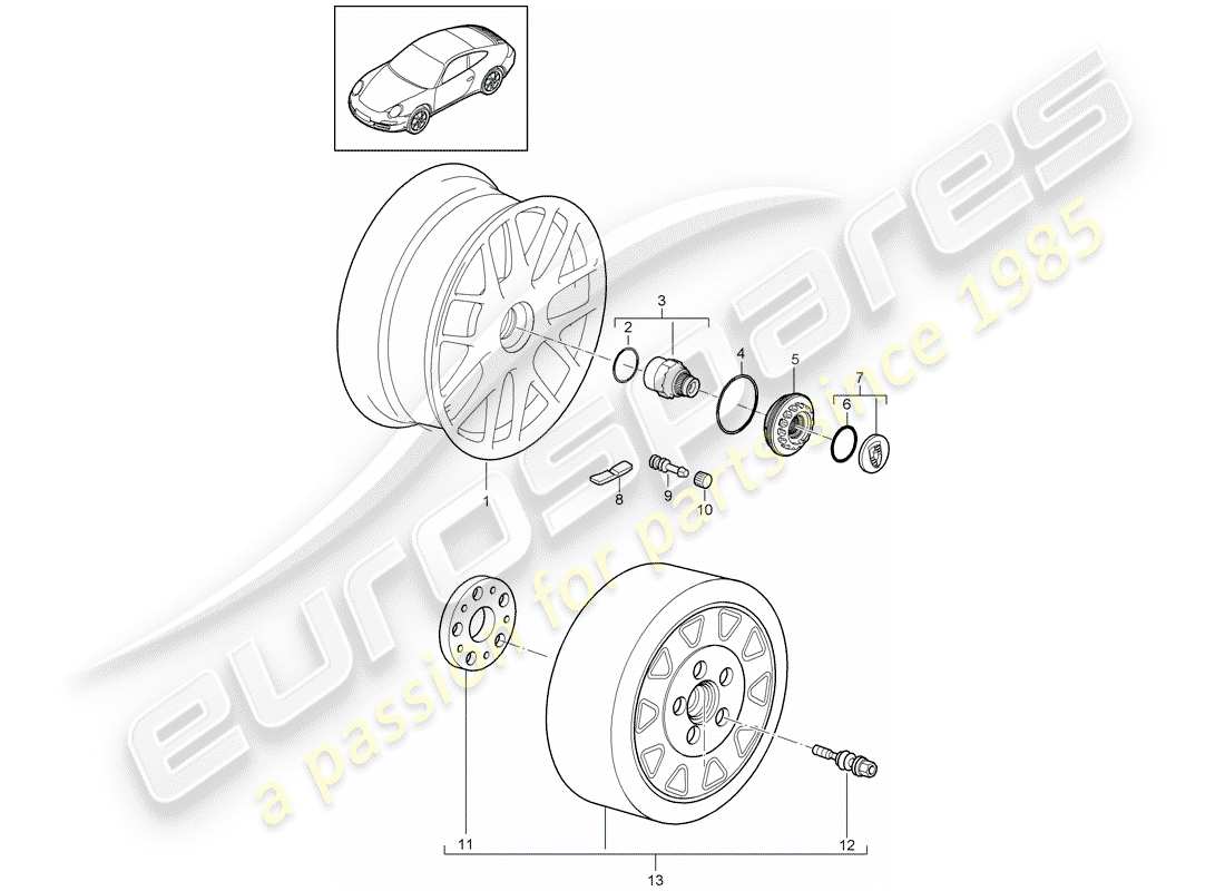 porsche 2012 (997-2) wheels part diagram