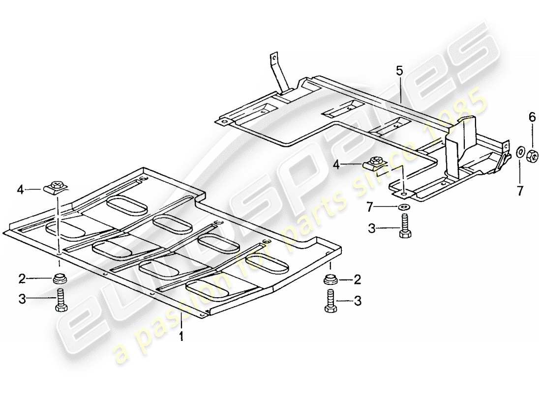 porsche 1990 (944) underside protection part diagram