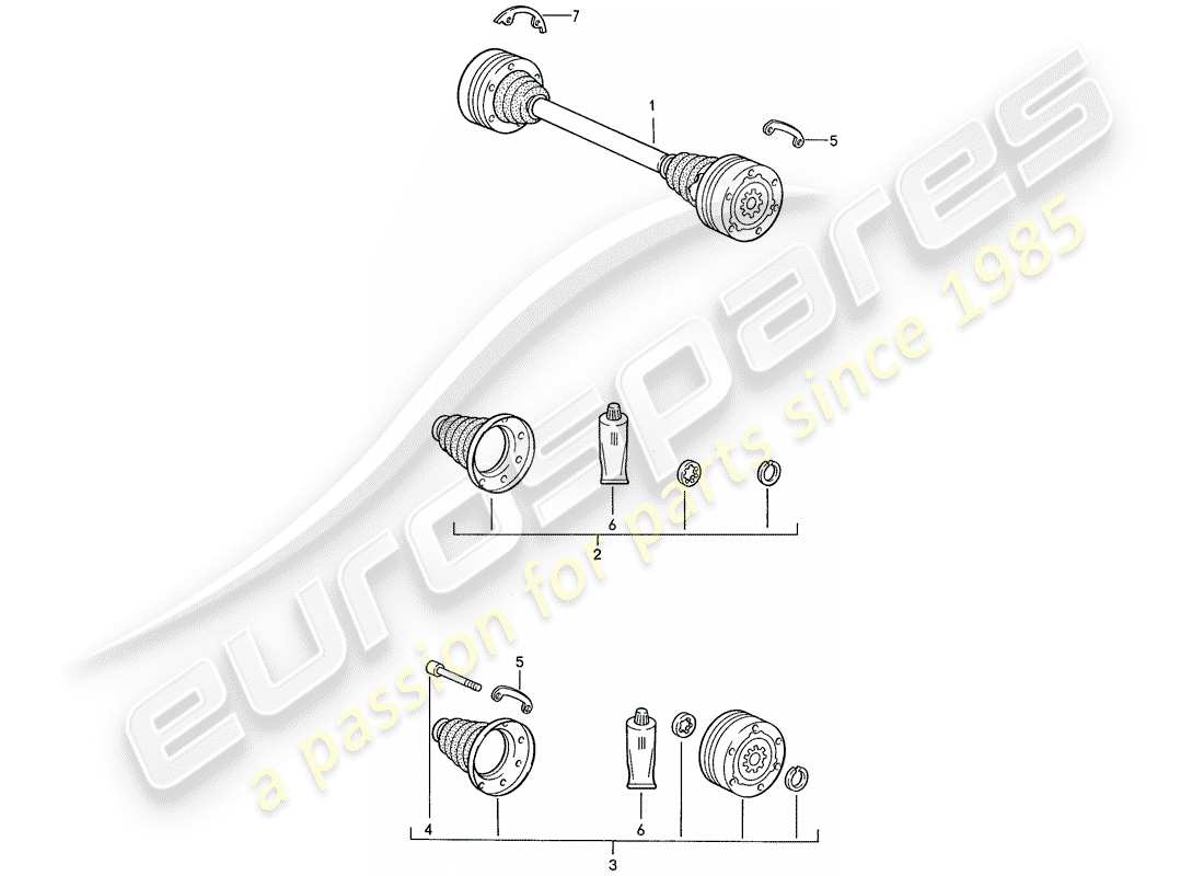 porsche 1990 (944) drive shaft part diagram