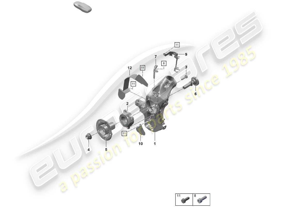porsche 2020 (718 boxster spyder) wheel carrier parts diagram