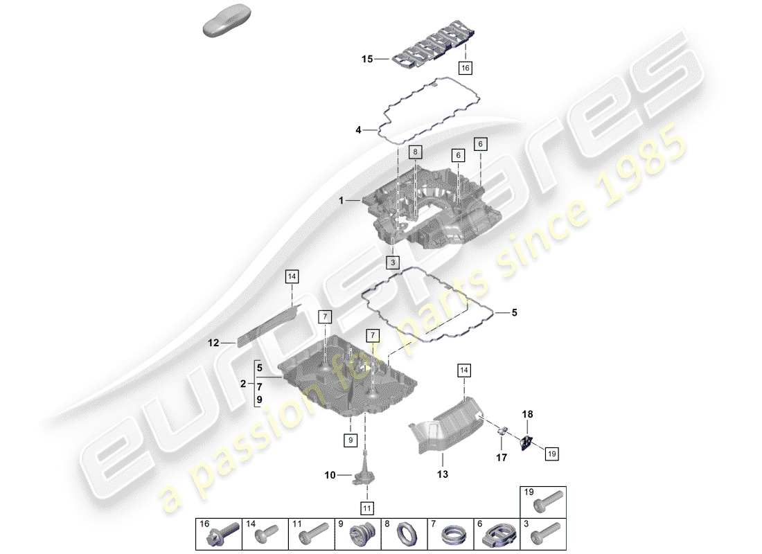 porsche 2020 (718 boxster spyder) oil pan parts diagram