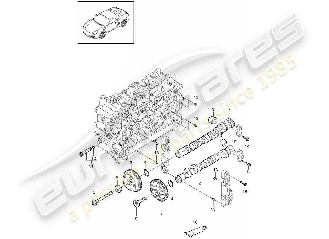 porsche 2010 (987 boxster) camshaft part diagram