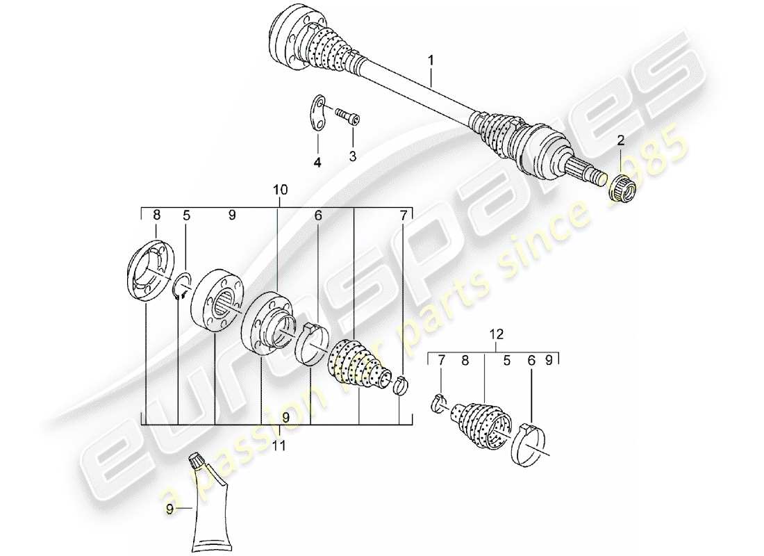 porsche 2004 (cayenne e1 9pa) drive shaft part diagram