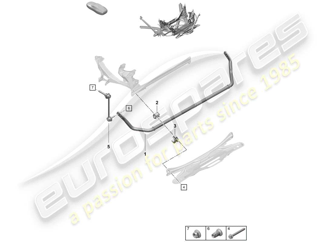 porsche 2020 (718 boxster spyder) stabilizer parts diagram