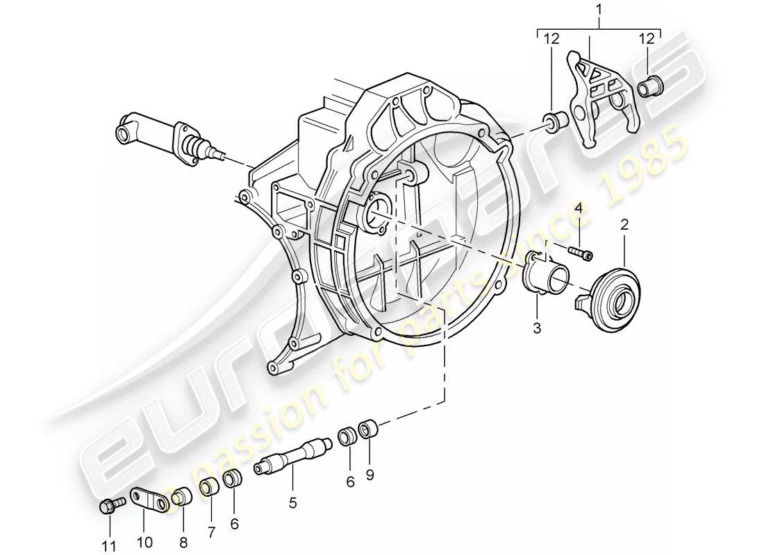 porsche 2010 (997-2 gt3) clutch release part diagram