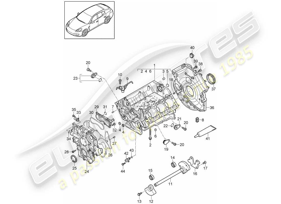 porsche 2015 (panamera 970) crankcase part diagram