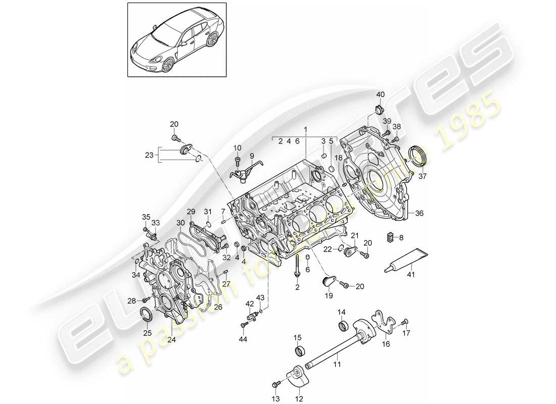 porsche panamera 970 (2015) crankcase part diagram