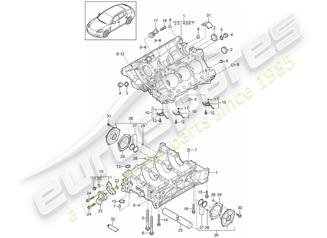 porsche 2016 (panamera 970) crankcase part diagram