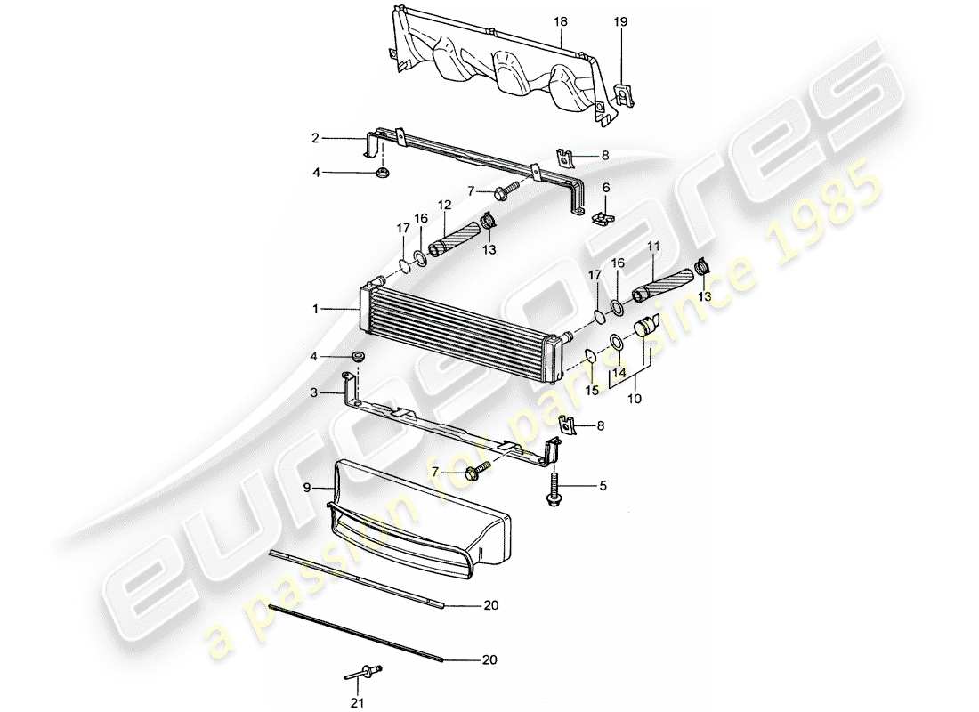 porsche 2005 (996 turbo / gt2) radiator part diagram