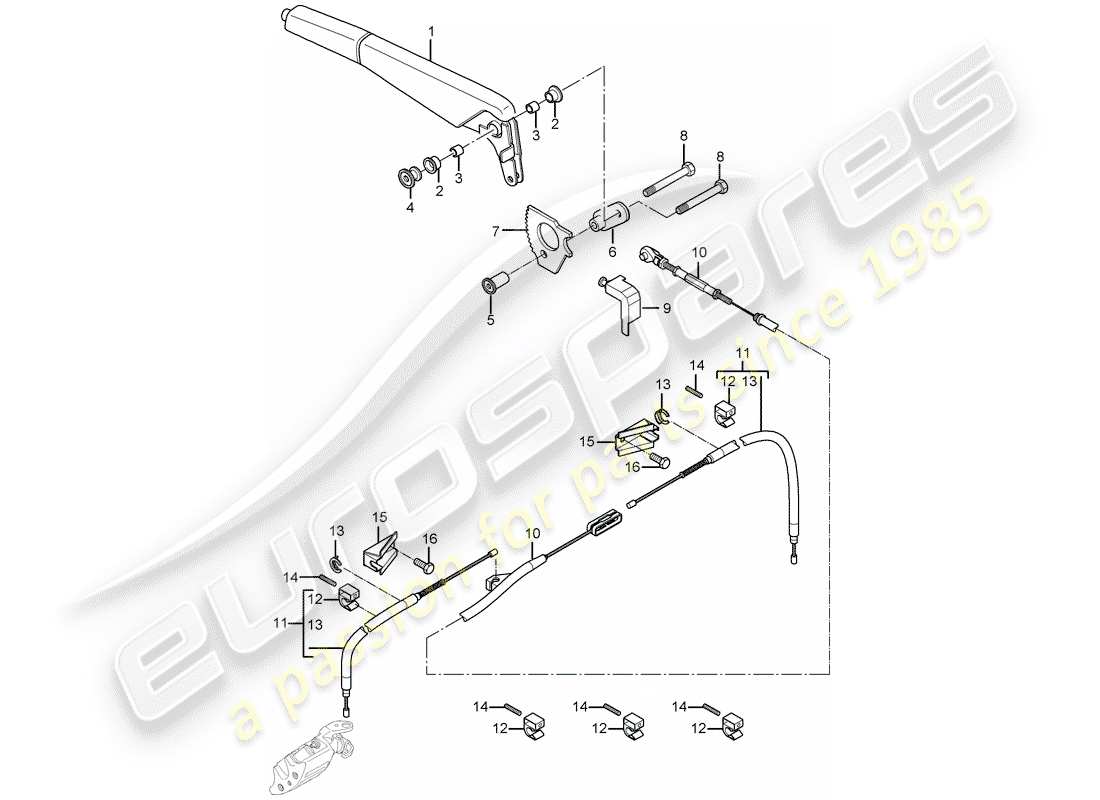 porsche 2005 (carrera gt) handbrake - actuator part diagram