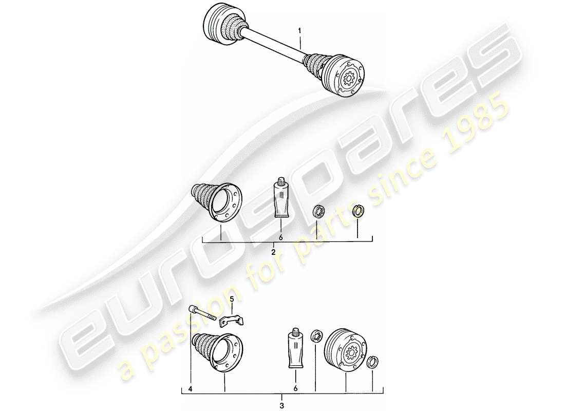 porsche 1982 (944) drive shaft parts diagram