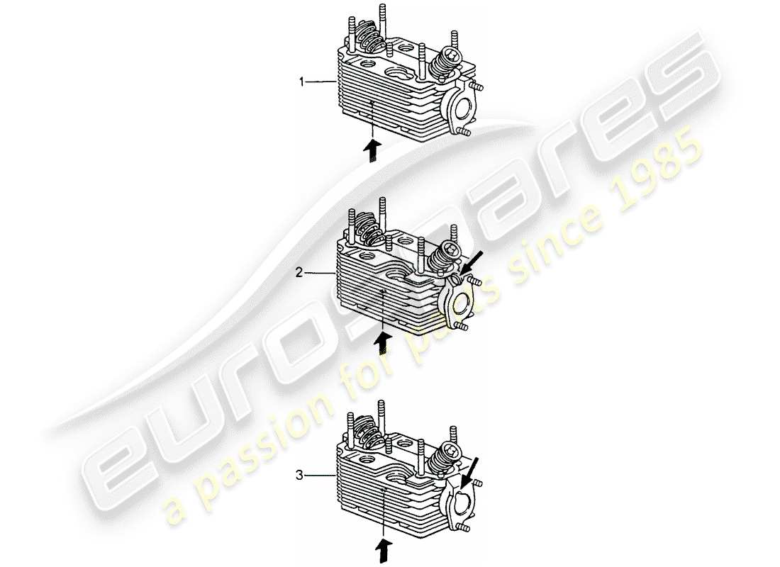 porsche 2008 (refurbished and exchange catalogue) cylinder head part diagram