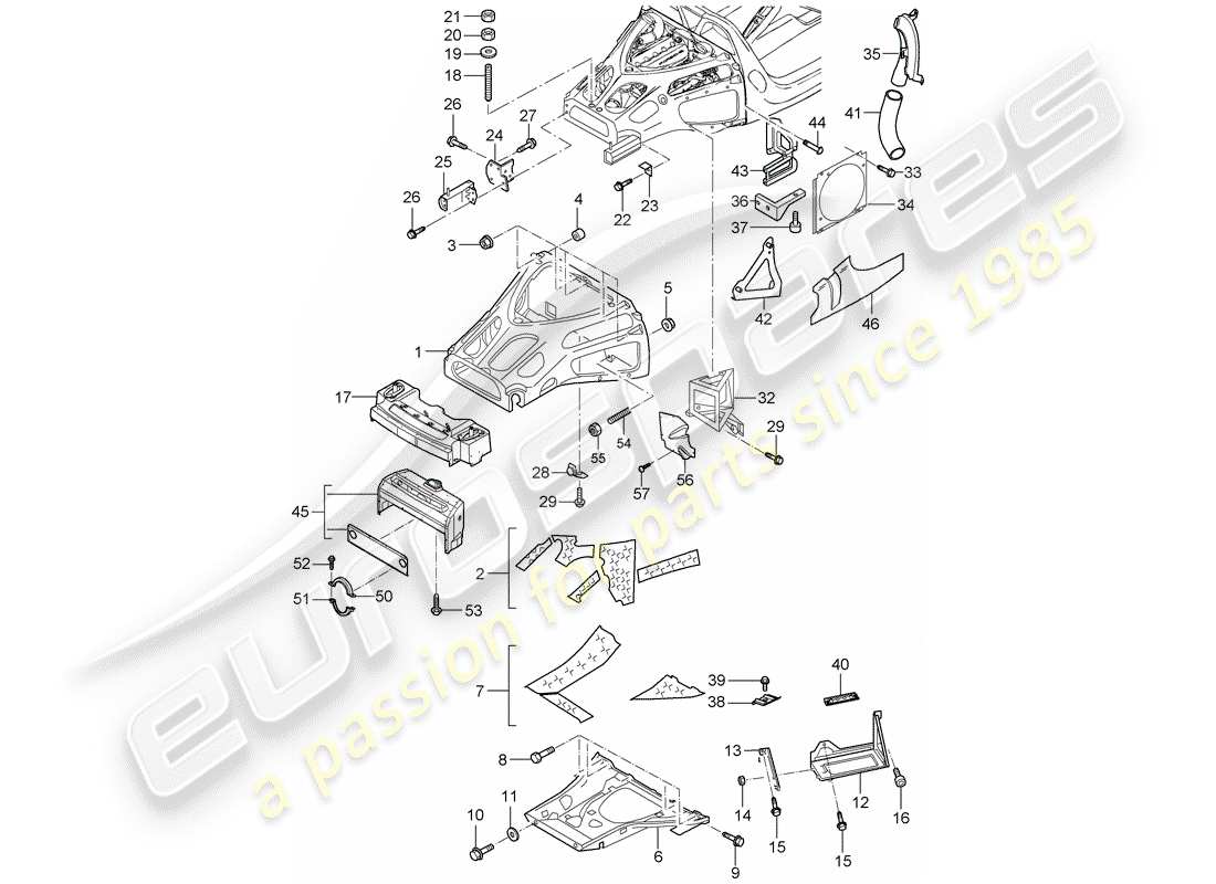 porsche carrera gt (2004) rear end part diagram