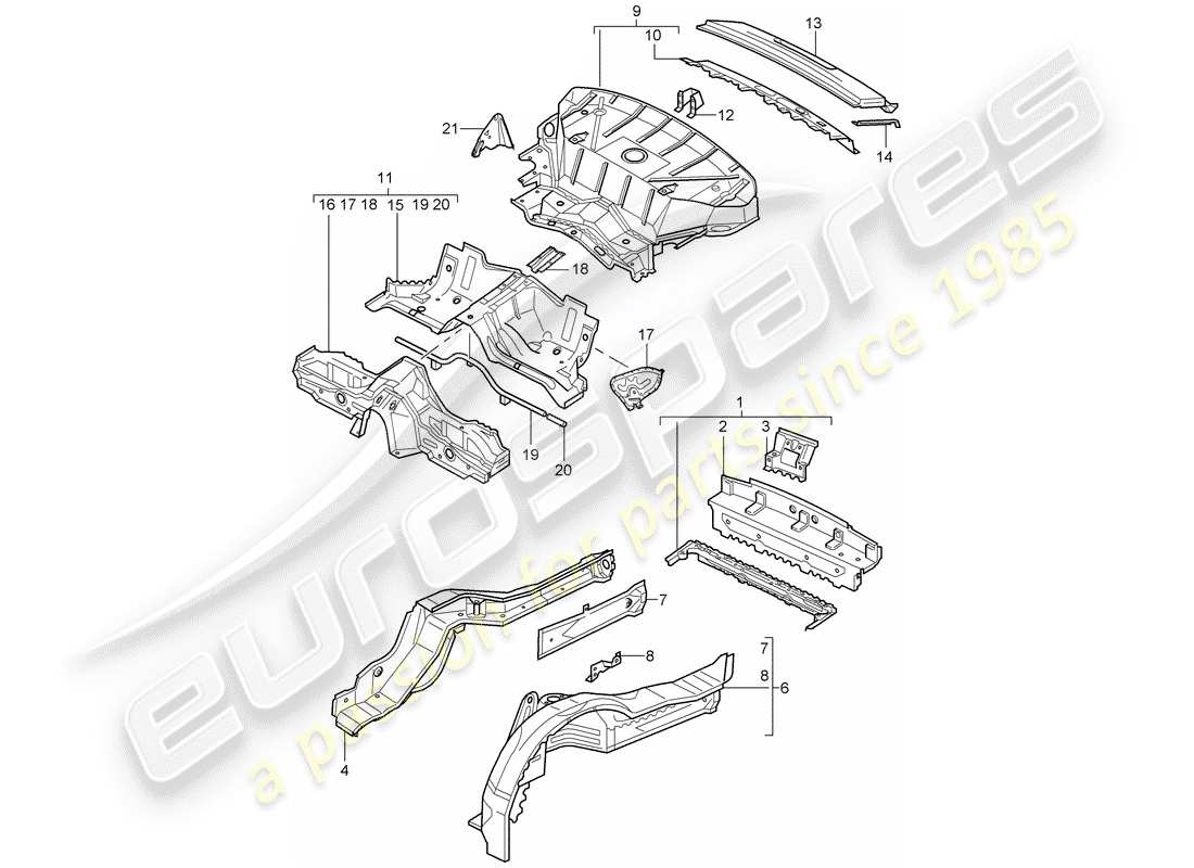 porsche 2002 (996 turbo / gt2) rear end part diagram