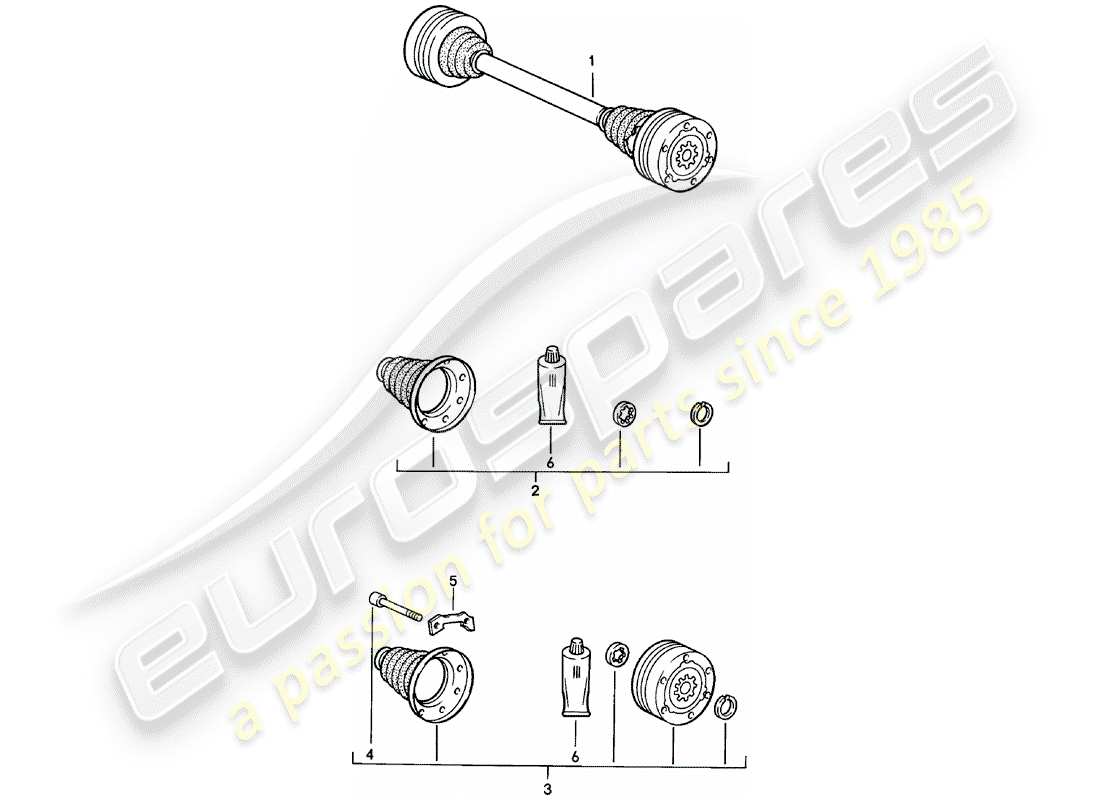 porsche 1984 (924) drive shaft part diagram