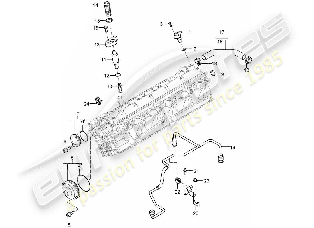 porsche 2005 (carrera gt) cylinder head - valve cover - accessories part diagram
